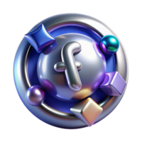 vibrant artistic Abstract 3D Icon Metallic Orb with Geometric Shapes authentic png