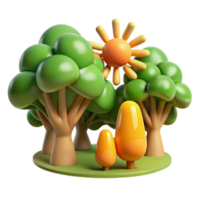 dramatic artistic Sunny Day Cartoon Forest Scene 3D Render exclusive png