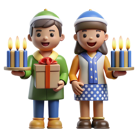 extraordinary abstract 3D Render Festive Children with Gift and Candles premium png