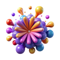 Abstract Colorful 3D Flower, Bubbles, and Splashes png