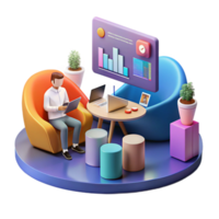 magnificent artistic Remote Work Productivity Data Analysis Comfortable Workspace professional png