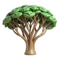 Stylized Tree 3D Render of Unique Foliage and Trunk png