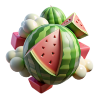 wonderful minimalist Watermelon Summer Delight 3D Render of Sliced Watermelon high quality png