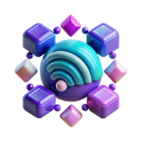 Abstract Wifi Symbol with 3D Geometric Shapes png
