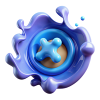 magnificent artistic Abstract 3D Render Blue Liquid Splash with Cross Button professional png