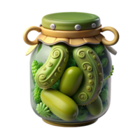 Pickled Cucumbers in Jar A 3D Render png