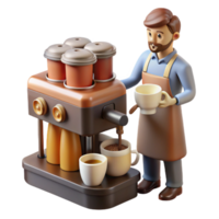 extraordinary rustic Barista Making Coffee with Espresso Machine genuine png