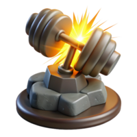 extraordinary minimalist Powerful Weightlifting Trophy Exploding Dumbbell on Rock Base authentic png
