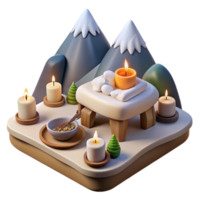 Serene Mountain Spa Candles, Stones, and Tranquility png