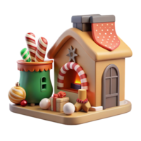 vibrant abstract Cozy Christmas Cottage Festive 3D Render high resolution png
