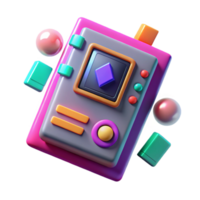 Retro Gaming Device 3D Render of Colorful Gadget png