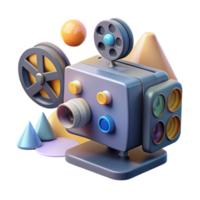 Retro Film Projector 3D Render Colorful Animation png