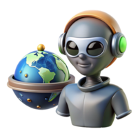Global Network Robot Exploring Earth png