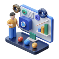 Data Analysis Visualizing Insights with 3D Charts Graphs png