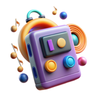 wonderful creative Colorful Music Player 3D Render of Portable Audio Device premium png