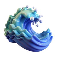 Abstract 3D Wave Blue, Teal, Glossy, Rendering png