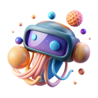 3D Render of Cute Robot with Tentacles and Colorful Spheres png