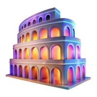 dramatic modern Neon Amphitheater 3D Render of Ancient Architecture with Glowing Arches authentic png