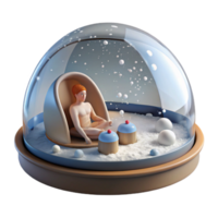 impressive classic Snow Globe Serenity Figurine in Cozy Chair with Cupcakes premium png