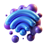 Abstract Wireless Network Symbol 3D Render of Wifi Signal png
