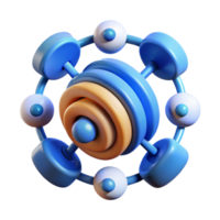 stunning contemporary Abstract 3D Molecular Structure Circular Network of Connected Nodes professional png