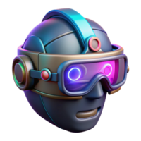 Futuristic Robot Head with Goggles 3D Render png