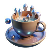 extraordinary artistic Crystals in a Teacup 3D Render of Sparkling Gems professional png