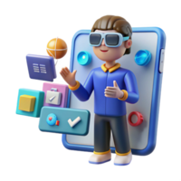 impressive rustic 3D Avatar Navigating Mobile App Interface high resolution png