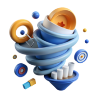Abstract 3D Vortex of Colorful Shapes and Cylinders png