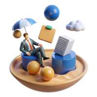 wonderful abstract Relaxed Businessperson Calm Amidst Floating Objects professional png