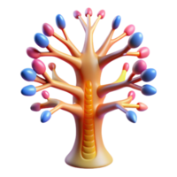 Abstract Colorful Tree 3D Render of Branching Structure png