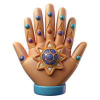 Ornate Hand with Gems and Symbols 3D Render png