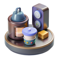 wonderful abstract Cozy 3D Render Lantern, Mug, Device, and Cube on Tray premium png