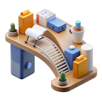 sereno tradicional 3d hacer de resumen puente estructura con objetos 4k png