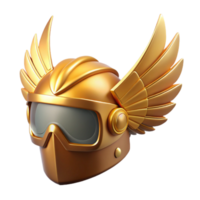 Golden Winged Helmet 3D Render of Futuristic Headgear png