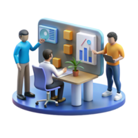 vibrant rustic Teamwork, Data Analysis, Project Collaboration, Visual Reports, Business Strategy, Office Workspace, 3D Render, Productivity, Efficiency authentic png