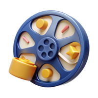 wonderful rustic Film Reel 3D Render Colorful Animation Icon authentic png