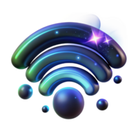 Wireless Network Signal 3D Render of Abstract Wifi Icon png