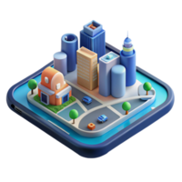 vibrant rustic Interactive City Map 3D Navigation App authentic png