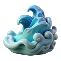 elegant rustic Abstract Ocean Wave Sculpture 3D Render of Blue Water high quality png