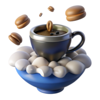 Coffee Cup on Clouds A Whimsical 3D Render png