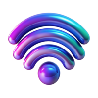elegant artistic Iridescent Wifi Signal 3D Render of Network Connection high quality png