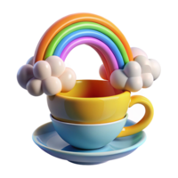 elegant modern Rainbow Teacup A Whimsical 3D Render high resolution png