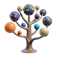 Whimsical 3D Render Colorful Orb Tree png
