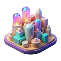wonderful artistic Abstract 3D Cityscape Geometric Shapes, Illuminated Structures authentic png