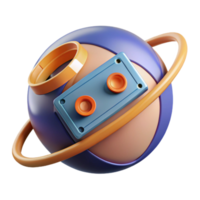 impressive rustic Abstract Sphere with Rings and Buttons 3D Render authentic png