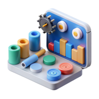 serene classic Data Analysis Dashboard Visualizing Insights with 3D Charts professional png