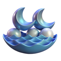 magnificent modern Crescent Moons on Wavy Sea with Pearls professional png