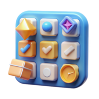 3D App Interface Design Colorful Buttons and Icons png
