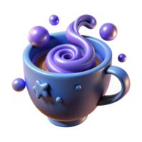 Whimsical 3D Render Swirling Drink in a Blue Mug png